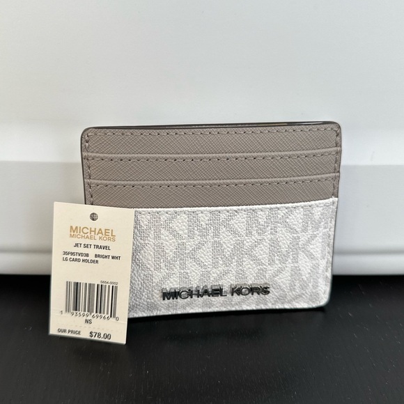Michael Kors Bright white MK print card ID holder - Picture 3 of 5